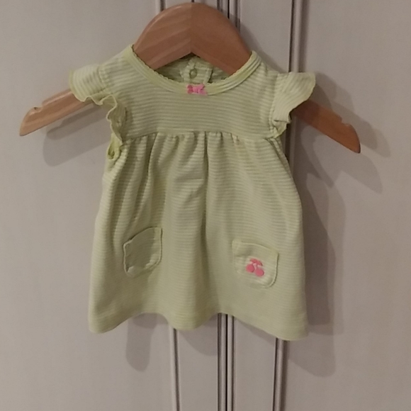 Carter's Green/White Striped Short Sleeve Dress - Picture 3 of 9